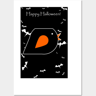 Happy Halloween - Black and Orange Bird Posters and Art